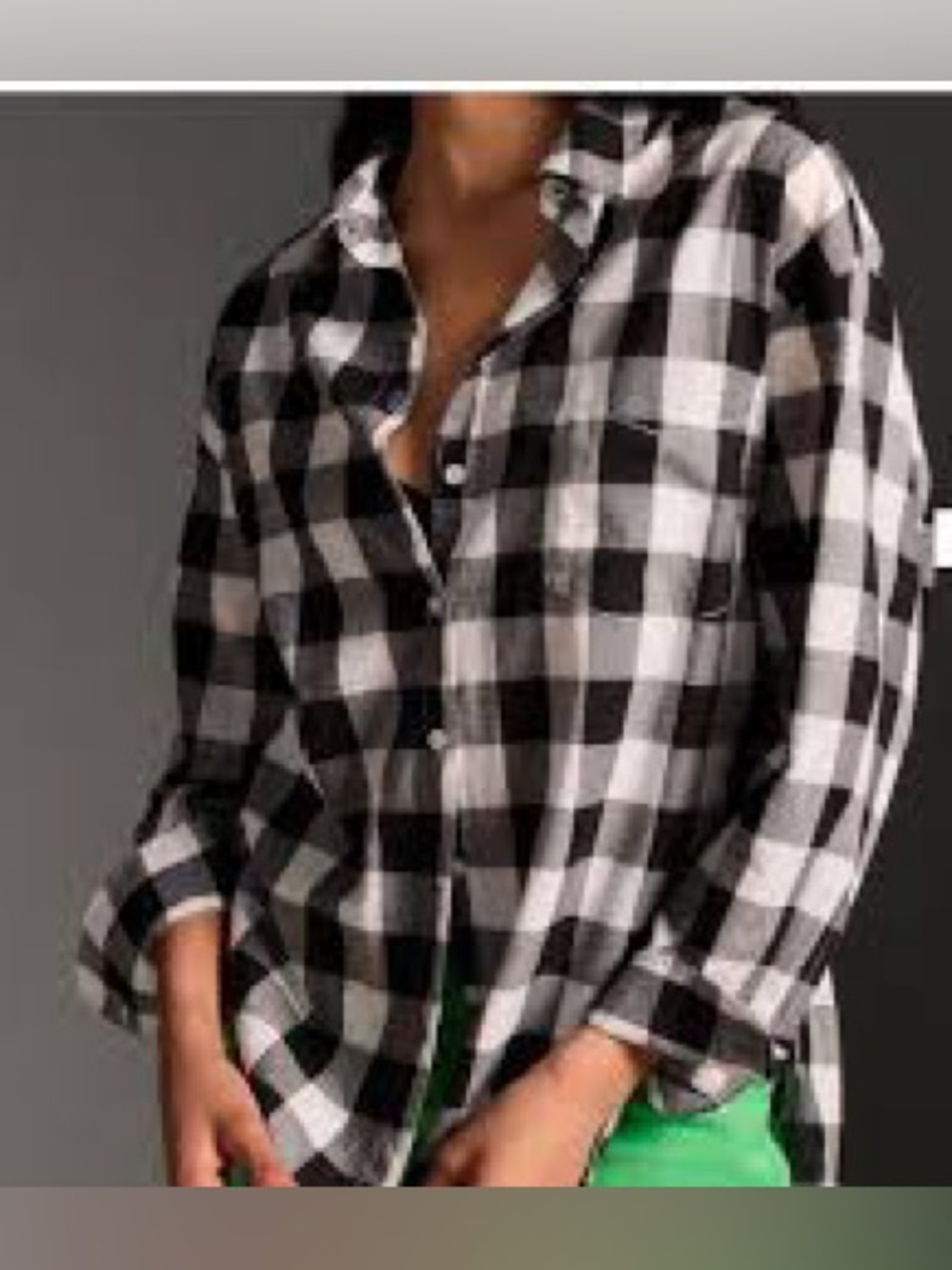 Anthropologie Maeve Black and White Checked Button-Down